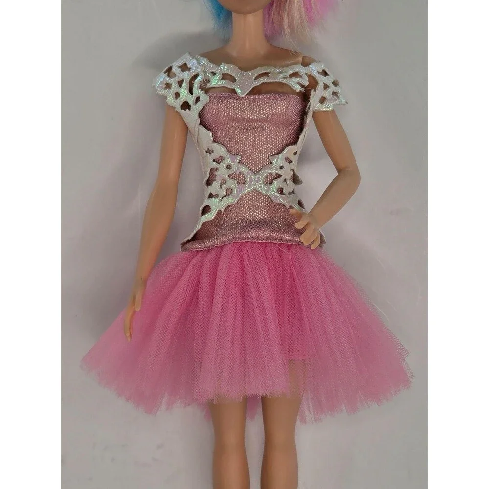 Barbie Doll Size Pink Party Dresses Lot Tiara Evening Heel Boots Clothing Outfit